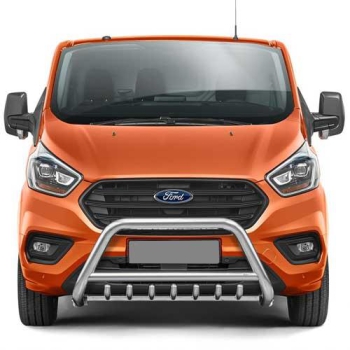 Frontschutzbügel - Ford Transit Custom I (2018-2023) - 70mm ø - mit Kurbelgehäuseschutz